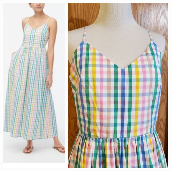 J. Crew Factory Dresses & Skirts - J.Crew factory rainbow gingham maxi dress
